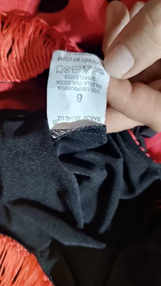 Traje Flamenca Sevillana Rojo y Negro para niña