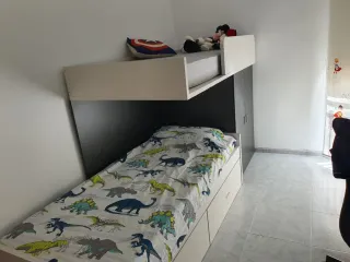 Tren litera juvenil con armario y cajoneras