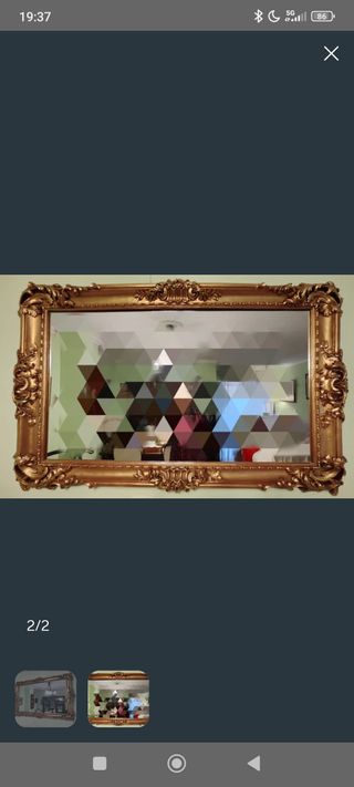 Espejo madera dorada y cristal