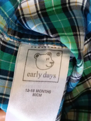 Camisa cuadros bebé niño 12-18 meses