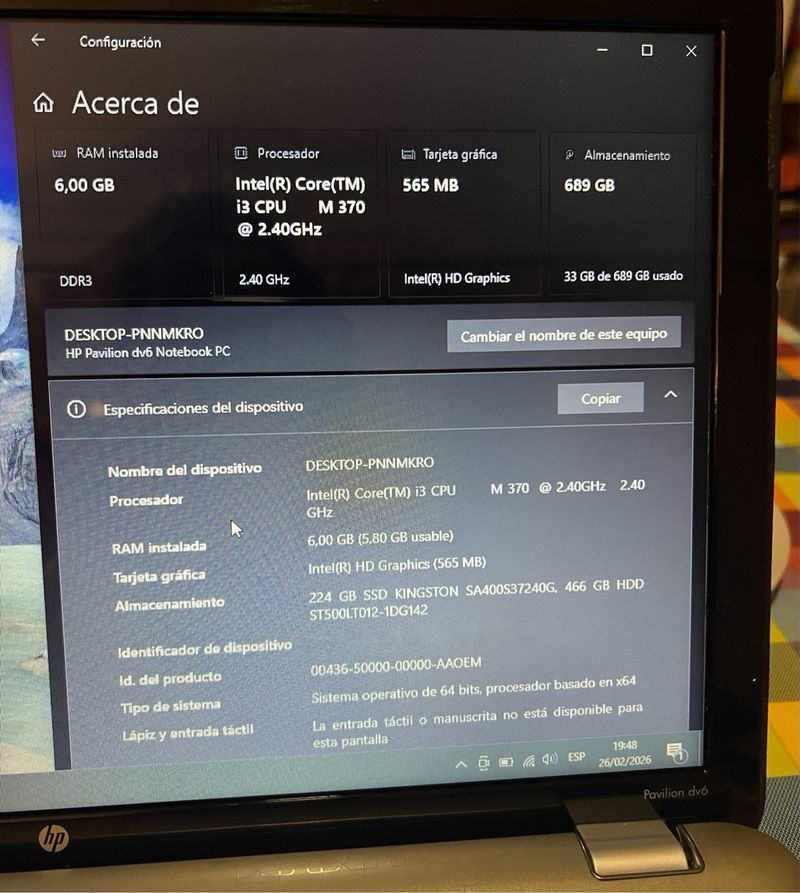 Portátil HP Pavilion DV6,  Reacondicionado 15” afbeelding 7