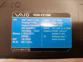 Portátil Sony Vaio VGN-FZ18M para piezas