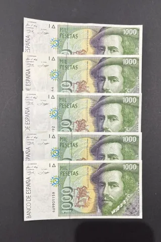 5 Billetes 1000 Pesetas 1992 España