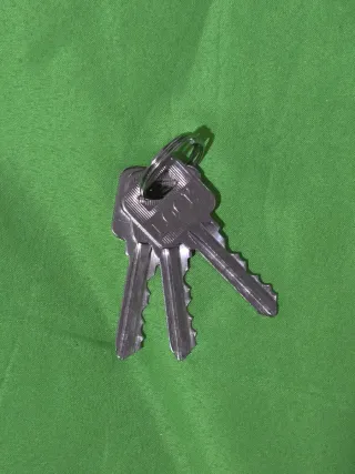 Cilindro de cerradura dorado con tornillo y llave