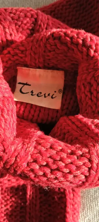 Jersey punto grueso cuello alto rojo talla L