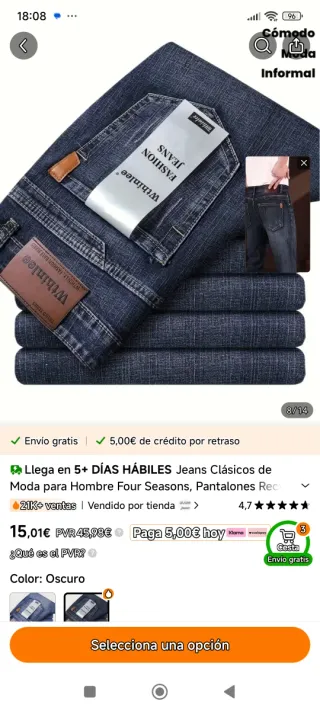 Pantalón vaquero azul hombre talla 40