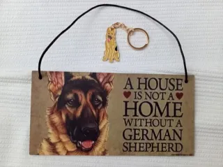 Pastor Alemán pack: Cartel de madera + Llavero