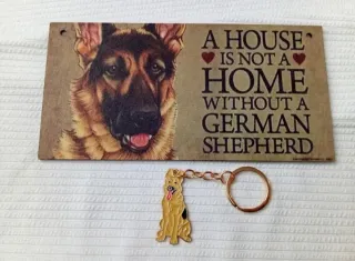 Pastor Alemán pack: Cartel de madera + Llavero