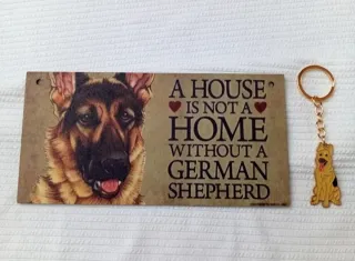 Pastor Alemán pack: Cartel de madera + Llavero