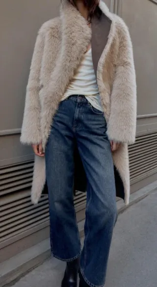 Abrigo reversible beige y marrón