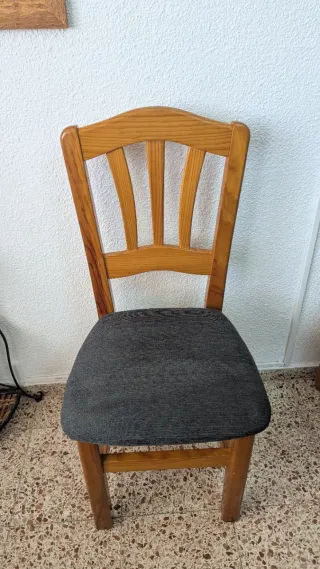 4 Sillas comedor tapizadas tela y madera