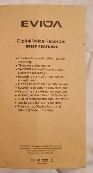 Grabadora de voz Evistr EVIDA negro