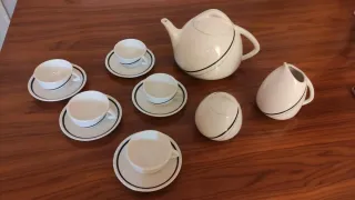 Juego de café porcelana blanco y negro