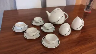 Juego de café porcelana blanco y negro