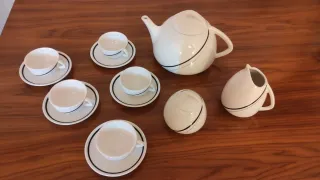 Juego de café porcelana blanco y negro