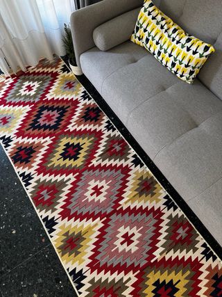Tappeto Kilim in Cotone Etnico 80x300 cm. Per Corridoio.