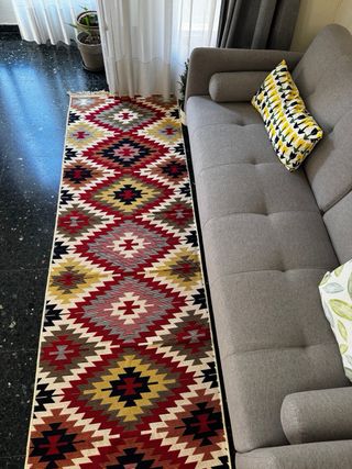 Tappeto Kilim in Cotone Etnico 80x300 cm. Per Corridoio.