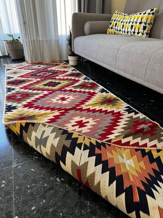 Tappeto Kilim in Cotone Etnico 80x300 cm. Per Corridoio.