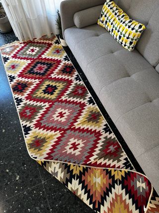 Tappeto Kilim in Cotone Etnico 80x300 cm. Per Corridoio.