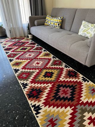 Tappeto Kilim in Cotone Etnico 80x300 cm. Per Corridoio.