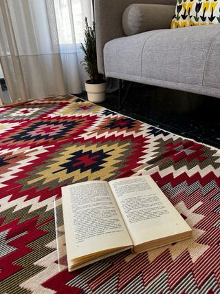 Tappeto Kilim in Cotone Etnico 80x300 cm. Per Corridoio.