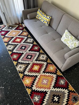 Tappeto Kilim in Cotone Etnico 80x300 cm. Per Corridoio.