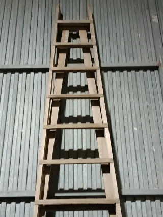 Escalera  de madera bibliotecaria.