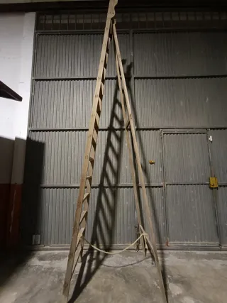 Escalera  de madera bibliotecaria.