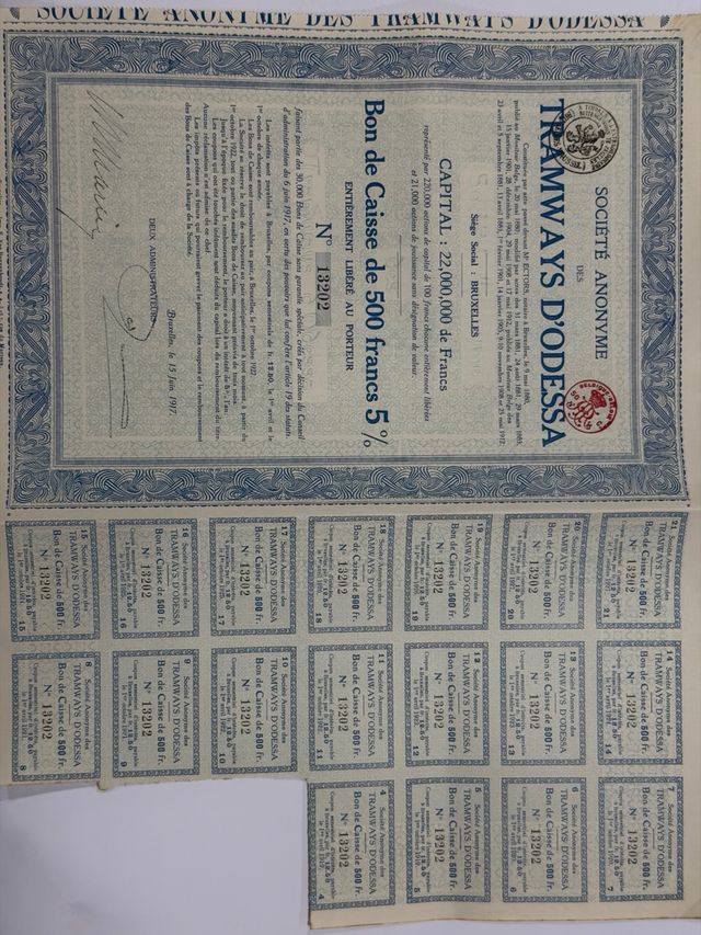 Acción 100 Francos Tramways Electriques