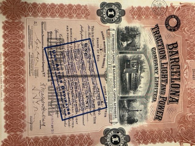 Acción 100 Francos Tramways Electriques