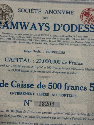 Acción 100 Francos Tramways Electriques