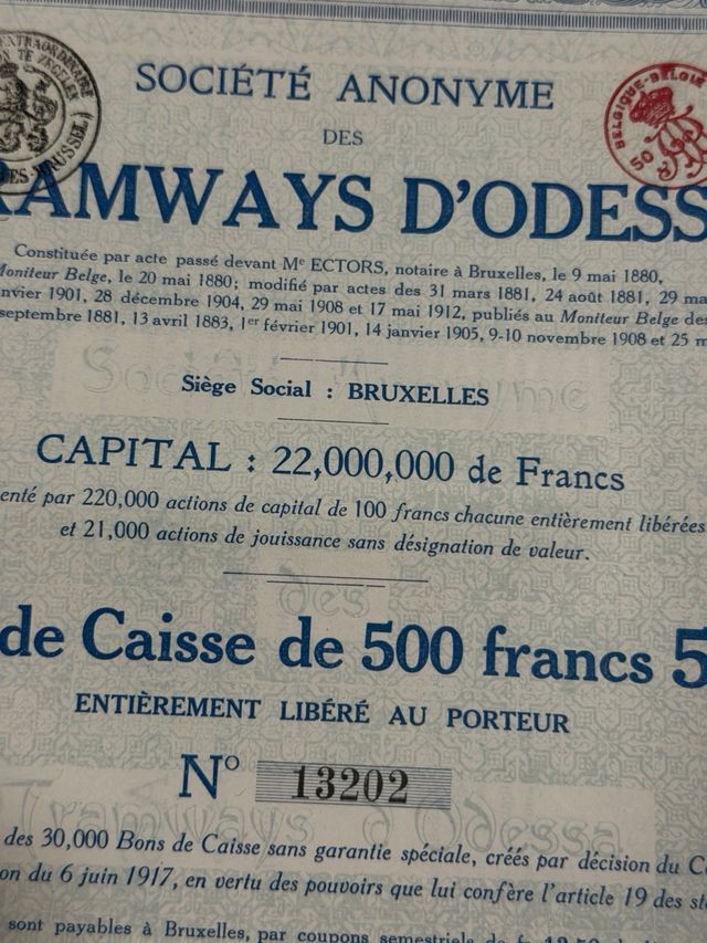 Acción 100 Francos Tramways Electriques