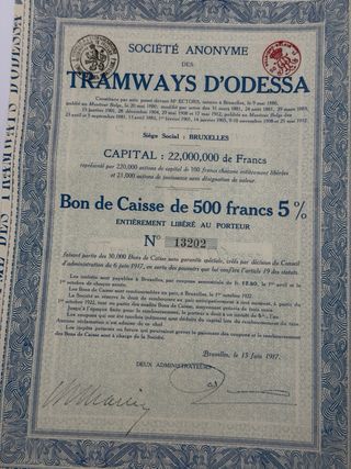 Acción 100 Francos Tramways Electriques