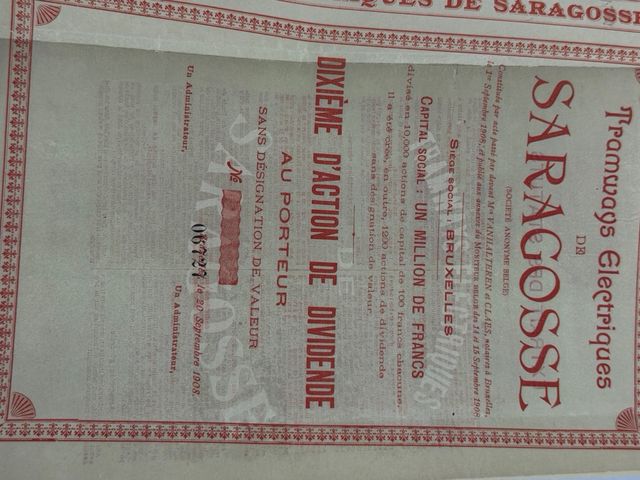 Acción 100 Francos Tramways Electriques