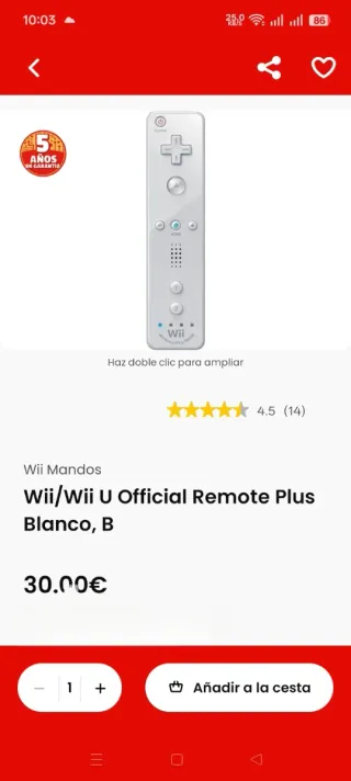 Mando Wii con Motion Plus Inside + WiiU Party