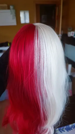 Peluca bicolor roja y blanca