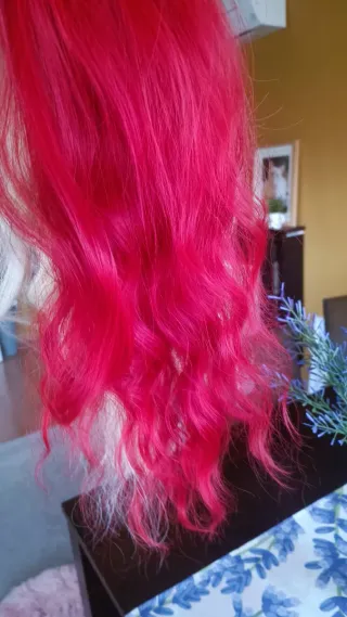 Peluca bicolor roja y blanca