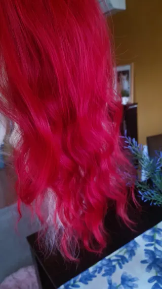 Peluca bicolor roja y blanca