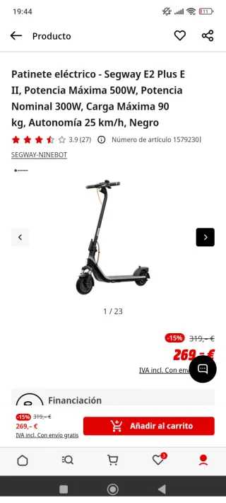 Patinete eléctrico Ninebot