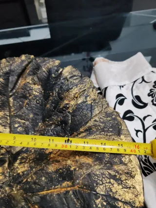 CentroTavola Foglia dipinto a mano foglia nera arg