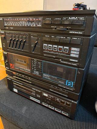 Sistema audio Philips vintage in nero