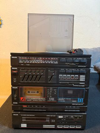 Sistema audio Philips vintage in nero