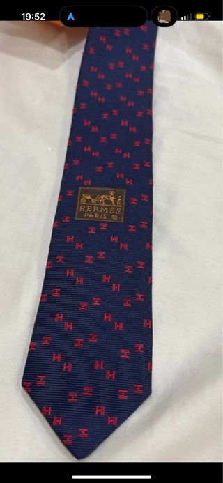 Corbata Hermes Azul con Diseño Rojo