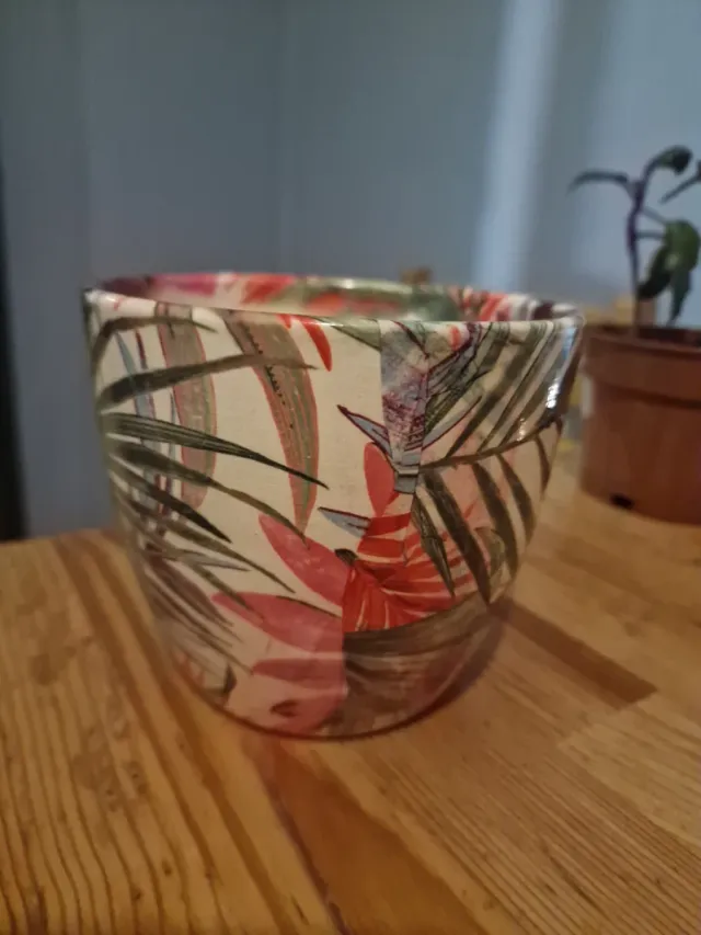 Maceta cerámica tropical multicolor