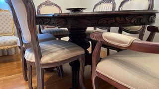 Mesa comedor clásica madera maciza + 6 sillas