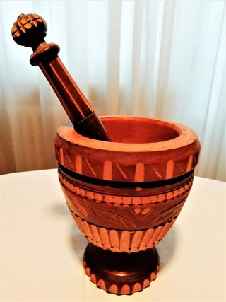 MORTAIO E PESTELLO IN LEGNO VINTAGE