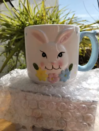 Tazza pasqua coniglio ceramica con scatola nuova