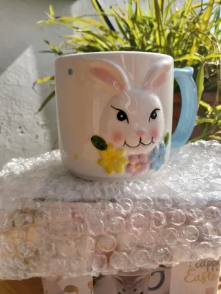 Tazza pasqua coniglio ceramica con scatola nuova