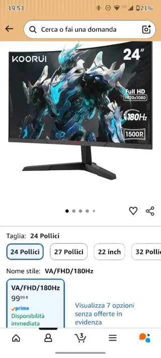 Monitor Gaming KOORUI Nero