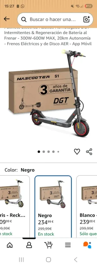 Patinete Eléctrico Mascooter S1 Negro